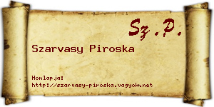 Szarvasy Piroska névjegykártya